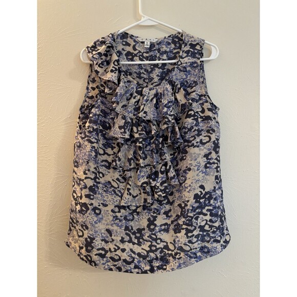 CAbi Blue Tank Medium Silk Women's Blouse Layer Cascading Ruffle Office Business - Picture 1 of 5